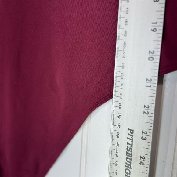 Babaton Burgundy High Neck Sleeveless Bodysuit Size L Nylon Blend Minimalist - Picture 5 of 9